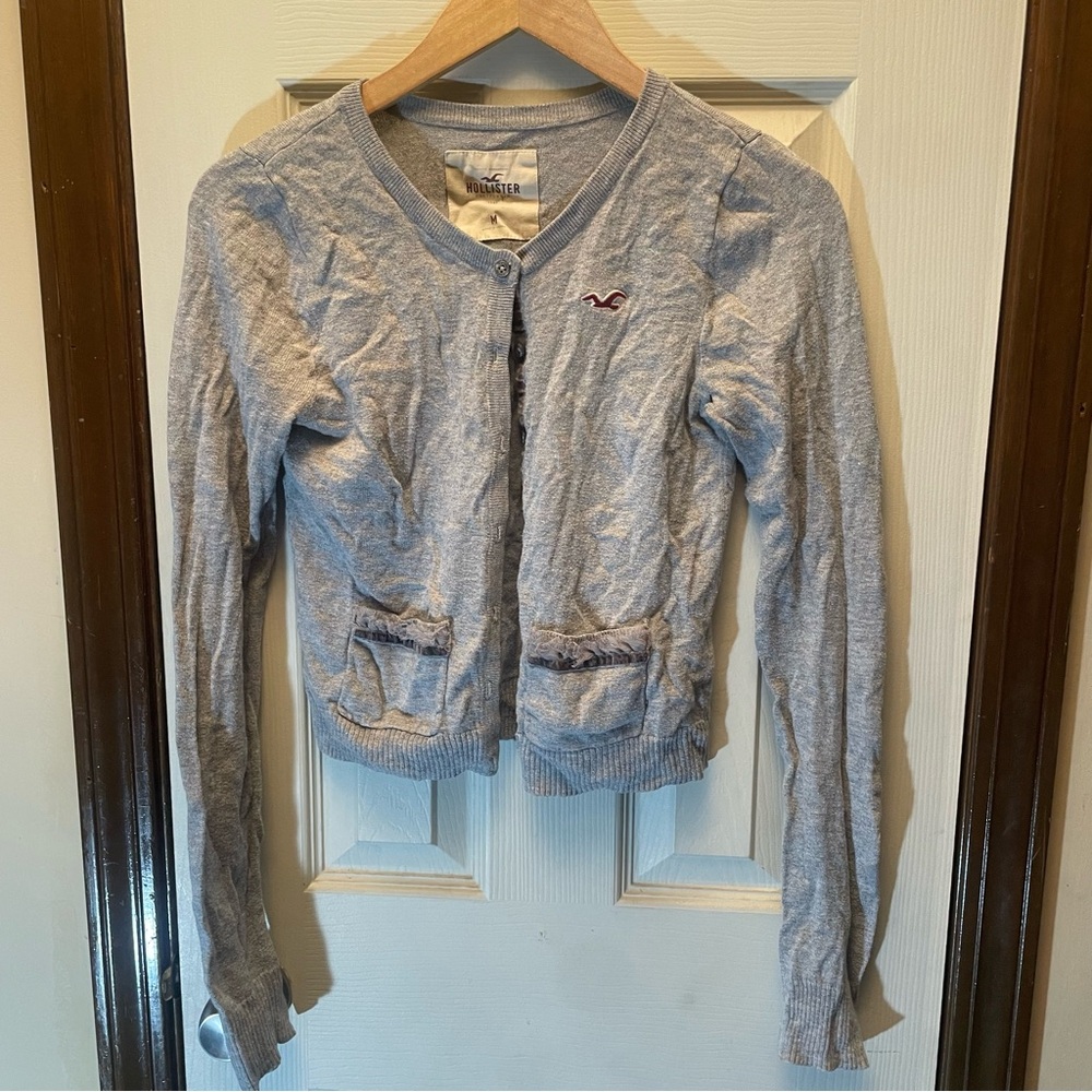 Hollister Gray Cardigan Sweater size M